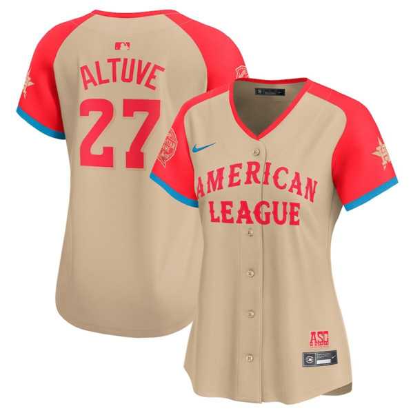 Womens American League #27 Jose Altuve Cream 2024 All-Star Limited Stitched Baseball Jersey(Run Small)